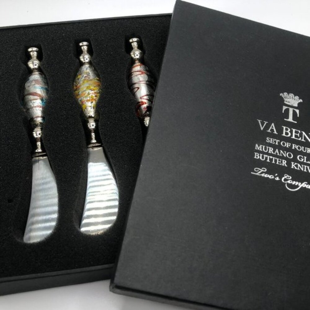 Murano Glass Spreader Butter Knives Set of Three Va Bene Two's Company